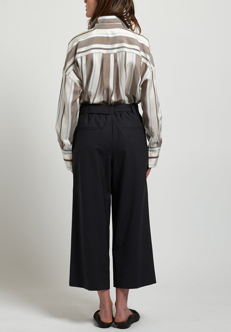 Brunello Cucinelli Cropped Wide Leg Pants in Charcoal	