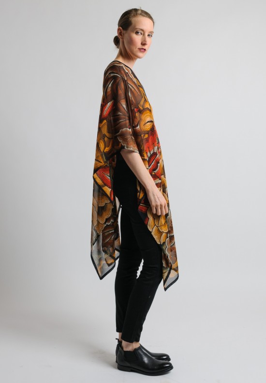 Pineda Covalin Istmo Silk V-Neck Poncho in Brown and Black | Santa Fe ...