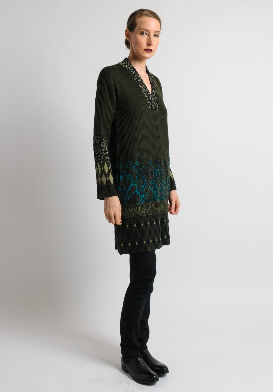 Etro Ribbed Knit Jacket in Green	