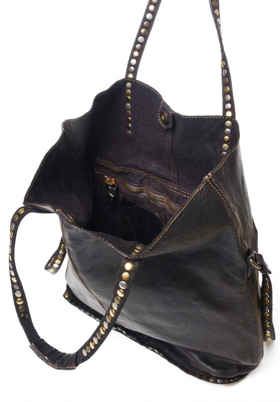 Campomaggi Studded Leather Tote in Black	