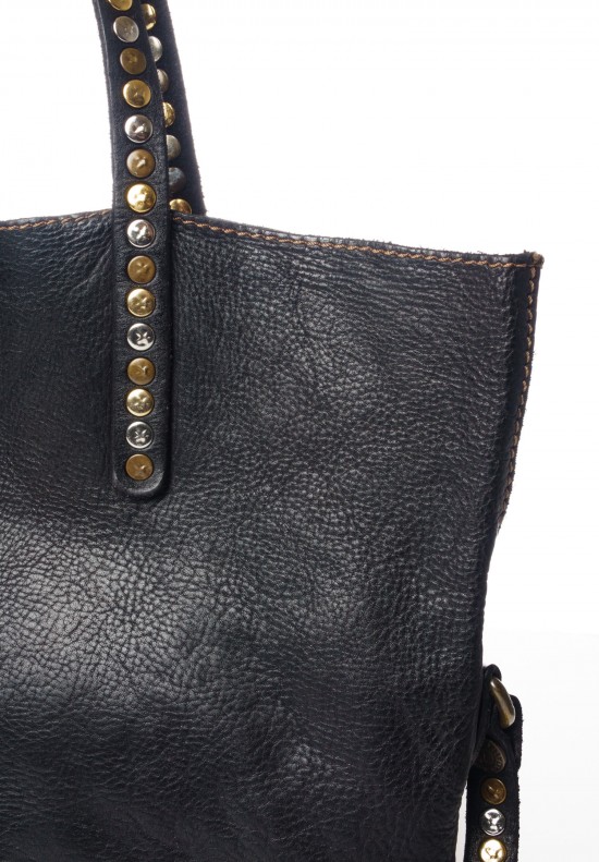 Campomaggi Studded Leather Tote in Black	