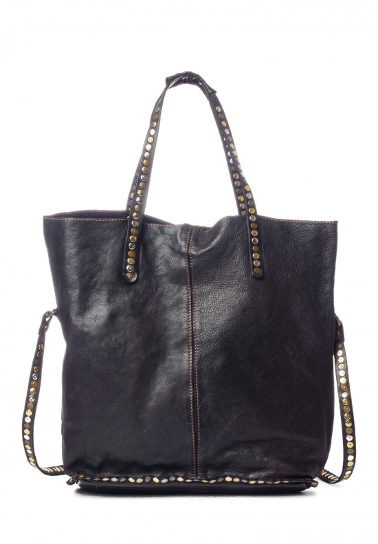 Campomaggi Studded Leather Tote in Black	