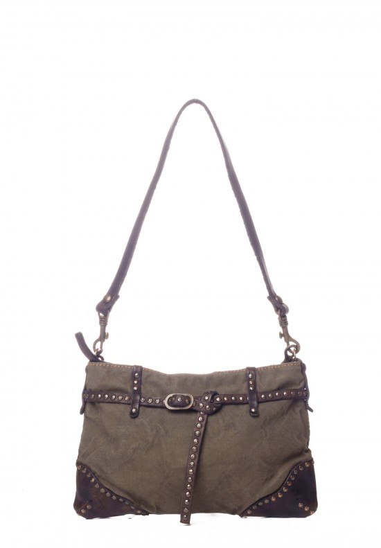 Campomaggi Small Canvas Belted Cross-Body Bag in Military Green | Santa ...