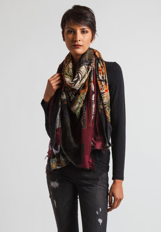 Faliero Sarti Light Floral Scarf in Black/Red	