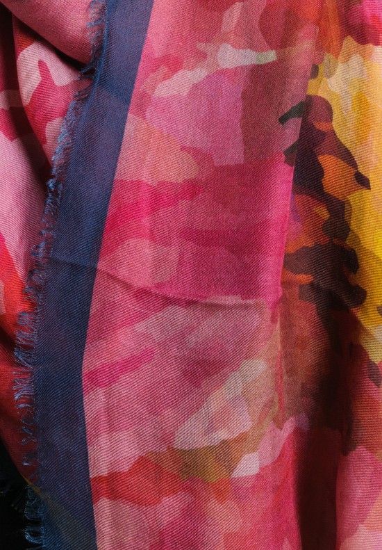 Italca Floral Watercolor Print Scarf in Pink	