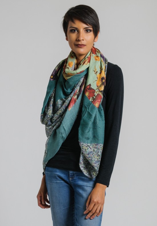 Italca Multi-Floral Print Scarf in Blue | Santa Fe Dry Goods . Workshop ...