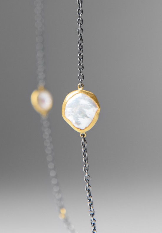 Lika Behar Rough Pearl & Oxidized Silver Necklace	
