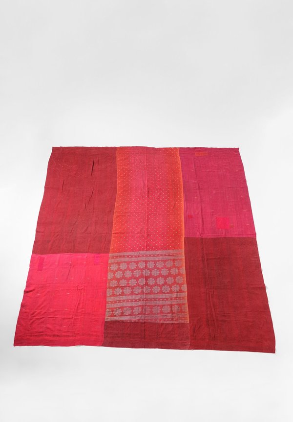 Mieko Mintz Reversible Silk/Cotton Ombre Patch Throw in Red	
