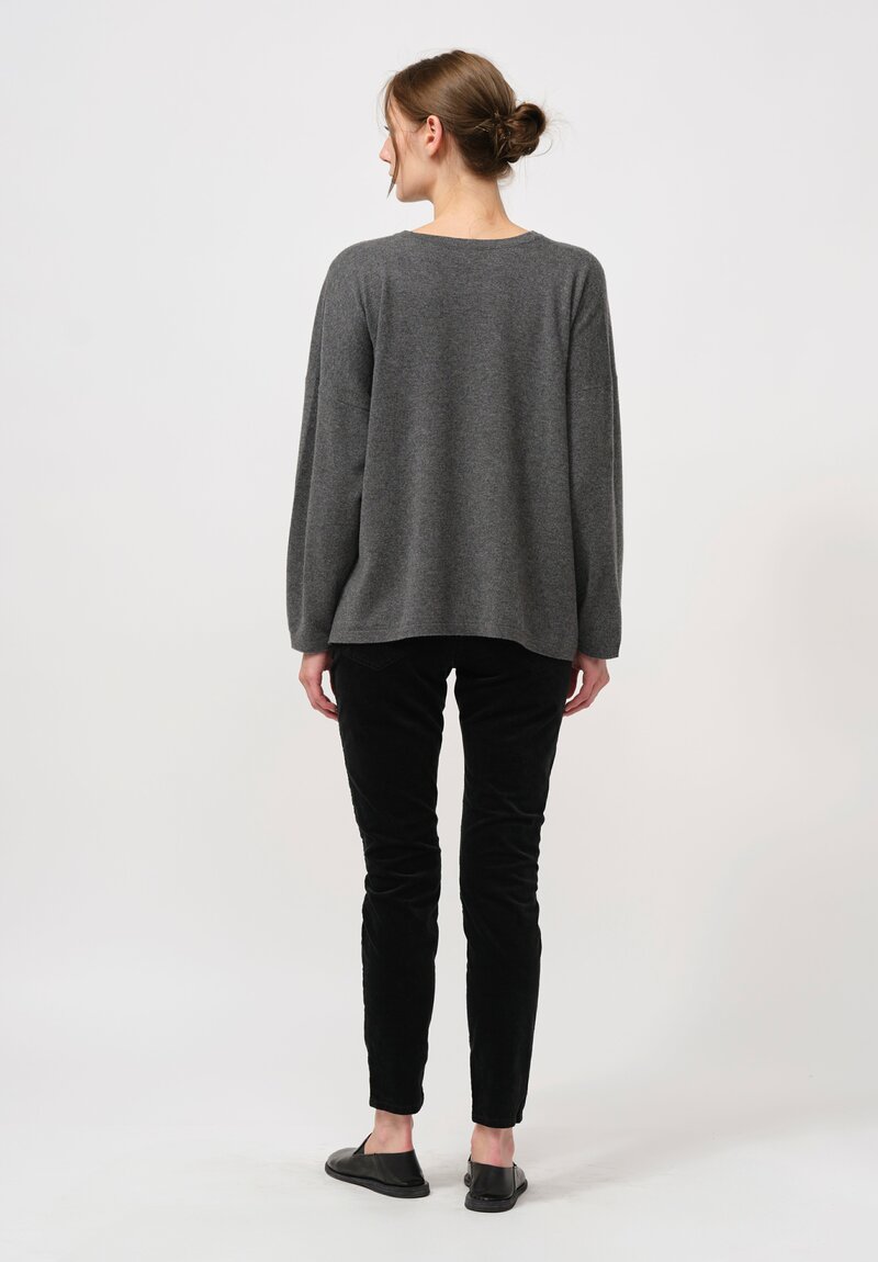 Hania Cashmere Short Crewneck Sweater in Derby Grey	