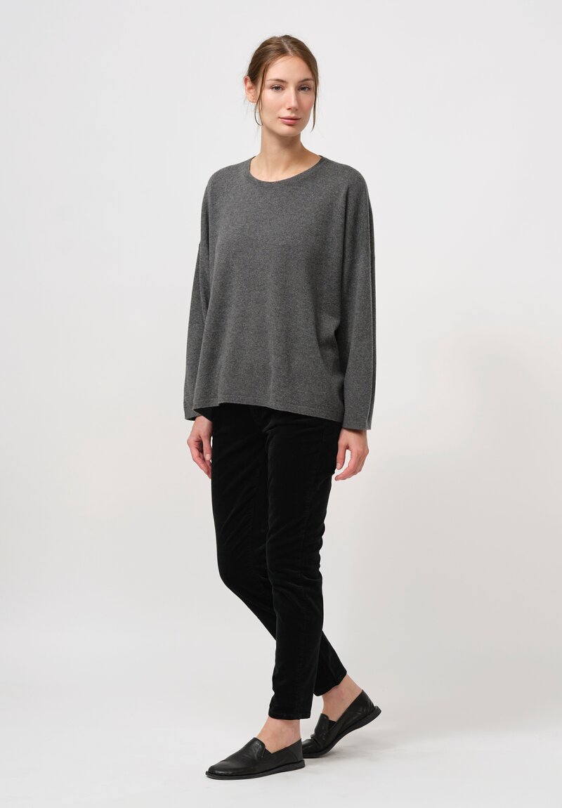 Hania Cashmere Short Crewneck Sweater in Derby Grey	