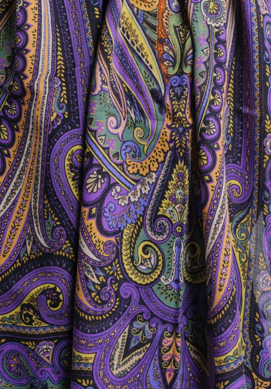 Etro Wool/Silk Paisley Scarf in Purple	