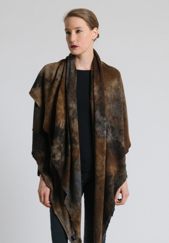 Avant Toi Large Camouflage Dyed Scarf in Suede	