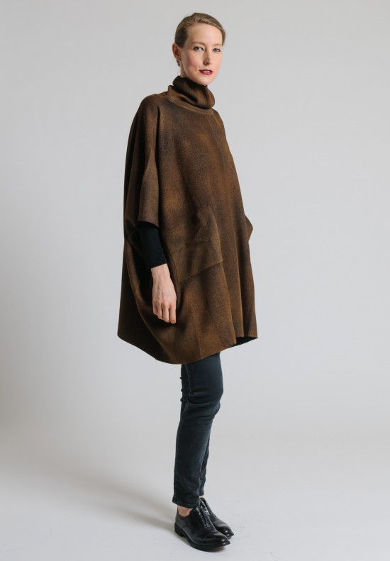 Avant Toi Oversized Closed Poncho in Suede