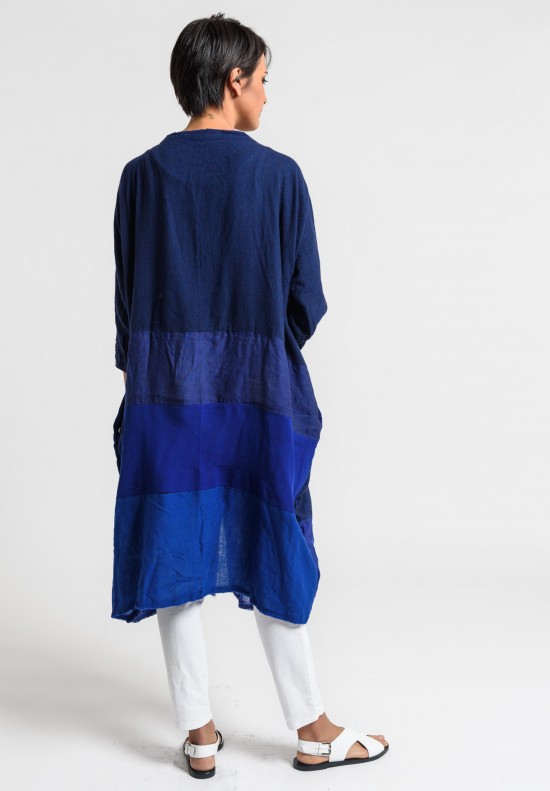 Daniela Gregis Multi-Fabric Patchwork Coat in Electric Blue	