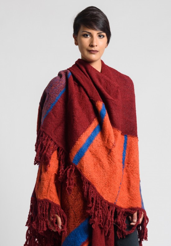 Casmari Patchwork Fringe Poncho Russet/Olympian/Furnace | Santa Fe Dry ...