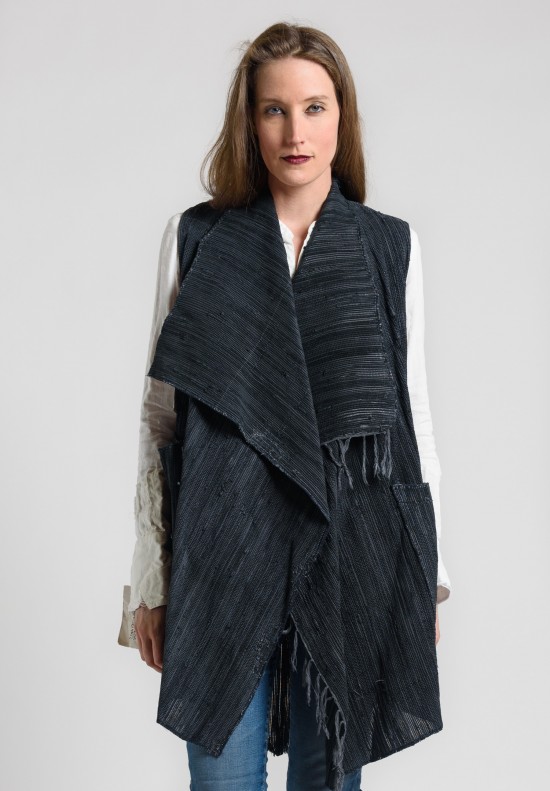 Greg Lauren Woven Leather Nomad Vest in Charcoal | Santa Fe Dry Goods ...