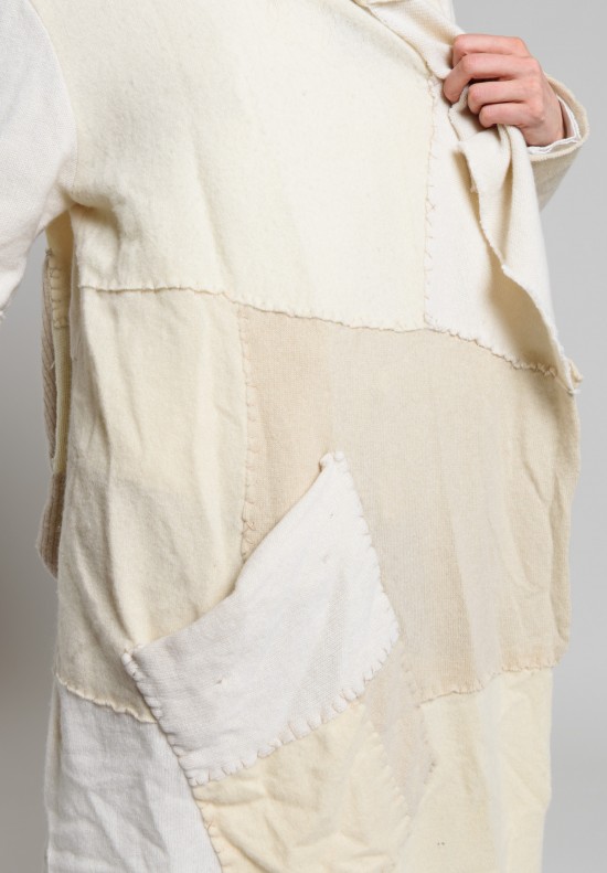 Greg Lauren Cashmere Patchwork Nomad Jacket in Cream	