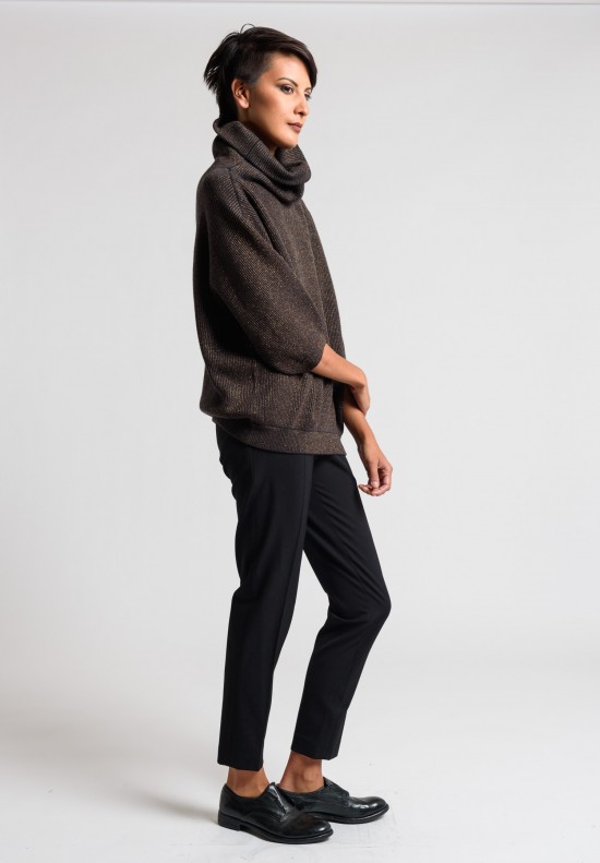 Brunello Cucinelli Ribbed Turtleneck Sweater in Charcoal/Brown | Santa ...