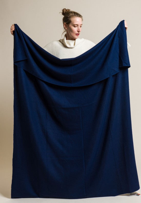 Denis Colomb Solid Color Throw in Navy Blue