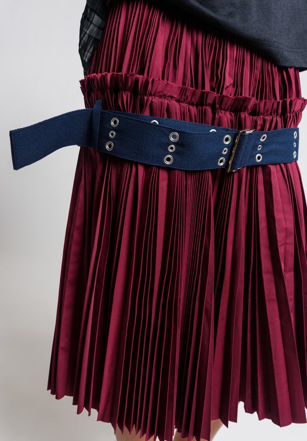 Sacai Classic Shirting Pleated Skirt in Bordeaux | Santa Fe Dry Goods ...