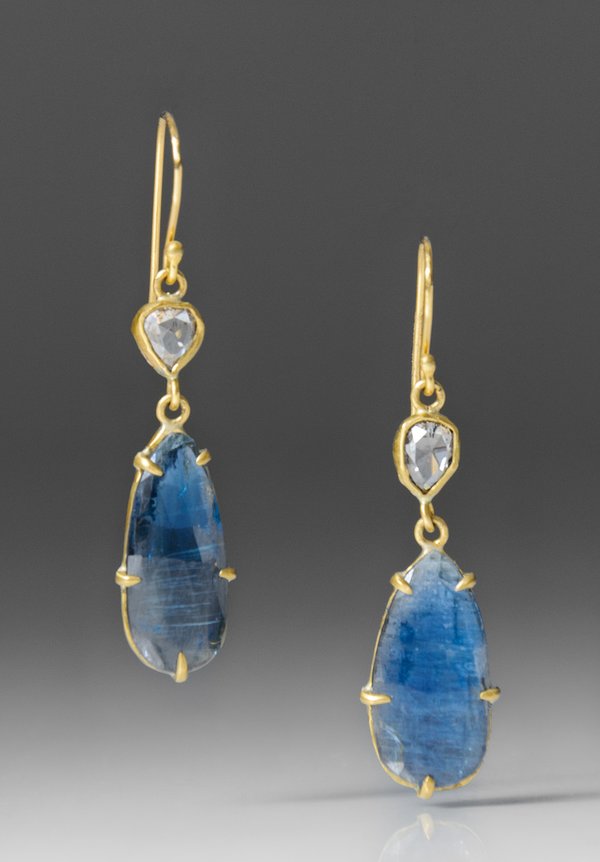 Margery Hirschey 2 Drop Kyanite & Champagne Diamond Earrings	