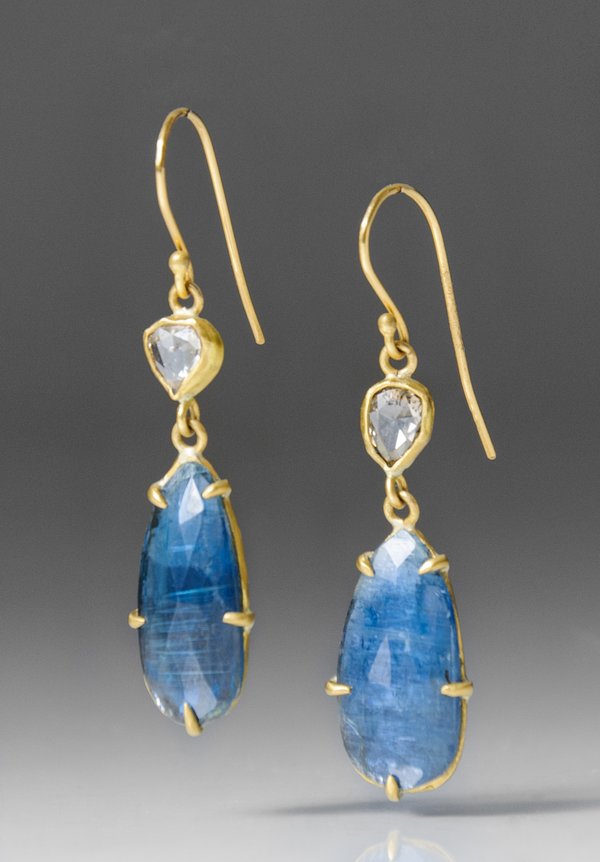Margery Hirschey 2 Drop Kyanite & Champagne Diamond Earrings	
