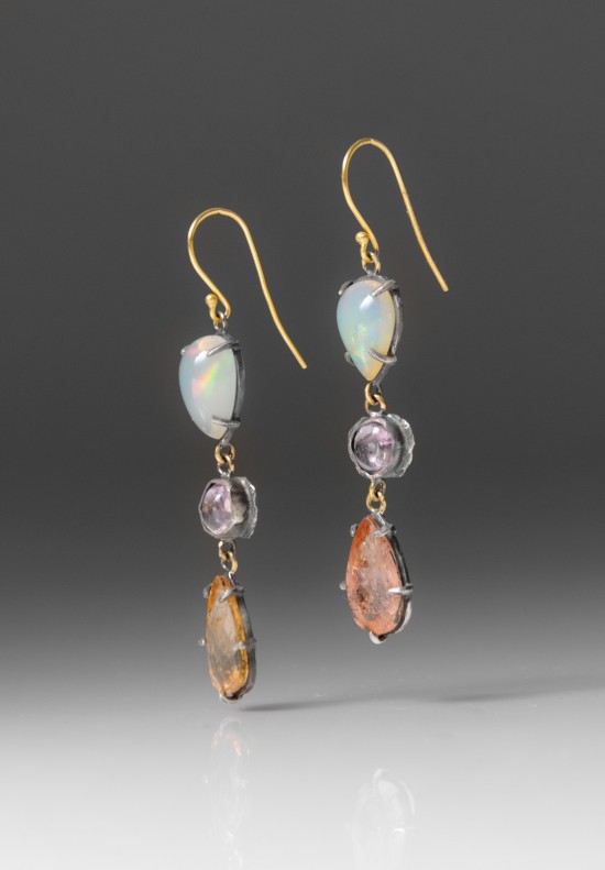 	Margery Hirschey 3 Drop Opal & Spinel Earrings