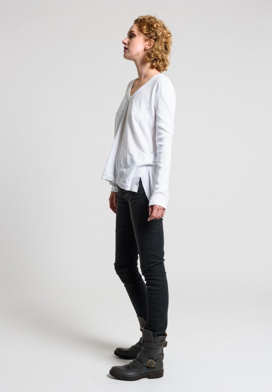 Wilt Long Sleeve Easy V-Neck Tee in Light White	