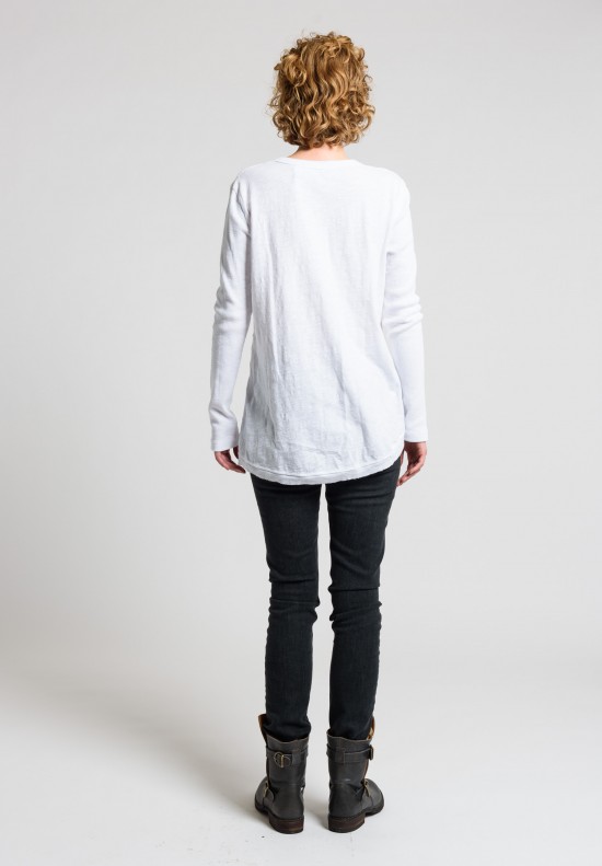 Wilt Long Sleeve Easy V-Neck Tee in Light White	