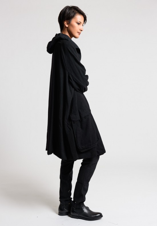 Rundholz Oversize Hooded Coat in Black