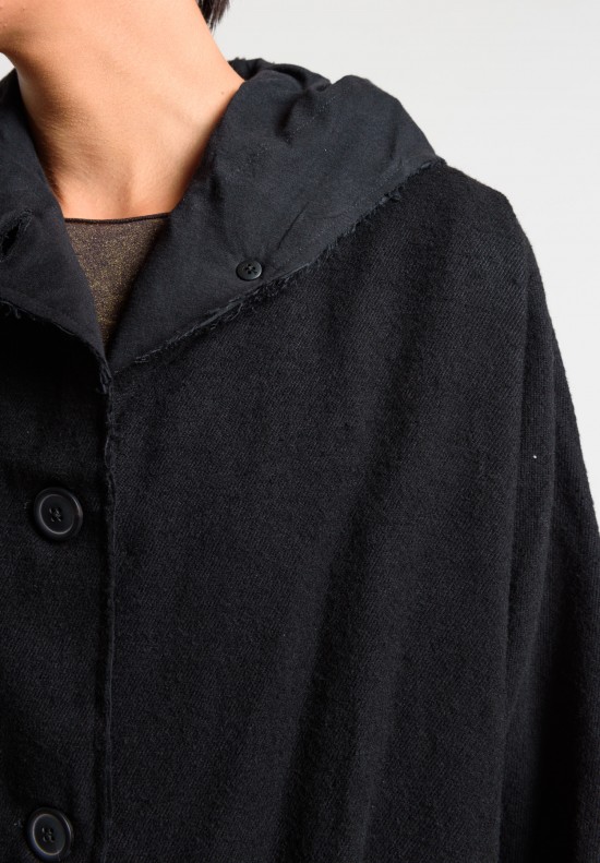 Rundholz Oversize Hooded Coat in Black