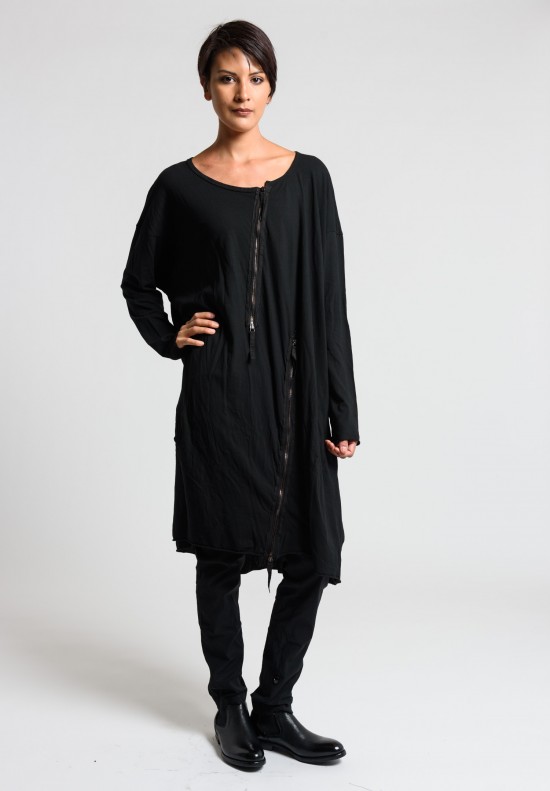 Rundholz Dip Multi Zipper Oversize Tunic Dress in Black Cloud | Santa ...