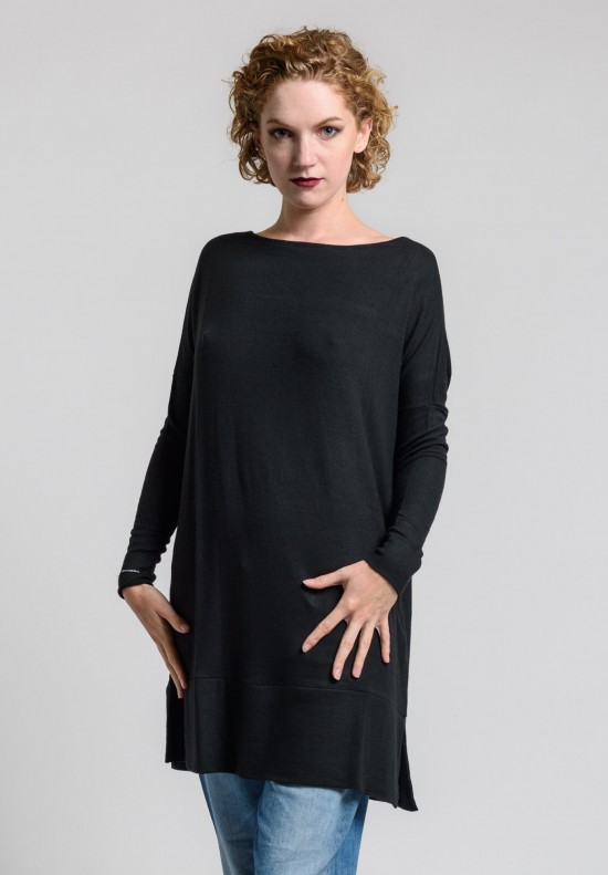 Album di Famiglia Oversize Tunic Dress in Black | Santa Fe Dry