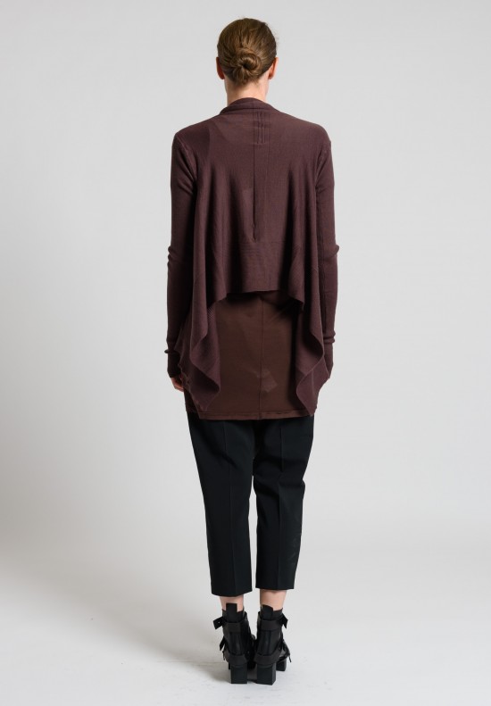 Rick Owens Cashmere Open Draping Cardigan in Macassar
