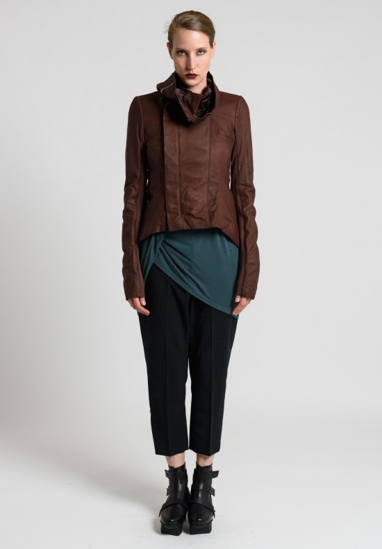 Rick Owens Naska Biker Leather Jacket in Macassar