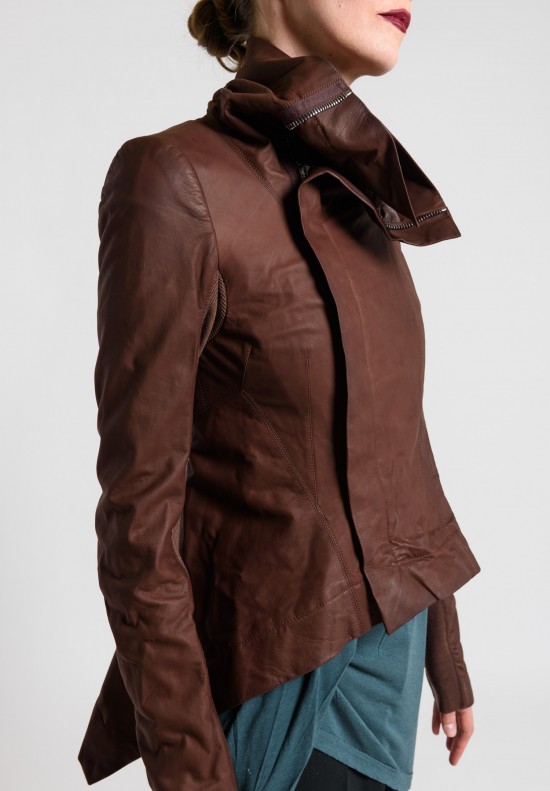 Rick Owens Naska Biker Leather Jacket in Macassar
