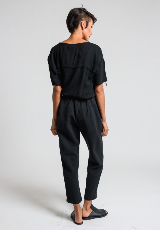 Black Crane Quilted Pant in Black	