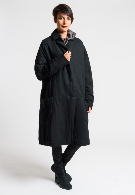 Rundholz Black Label Knee Length Oversize Coat in Black | Santa Fe Dry ...