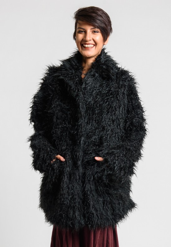 Rundholz Black Label Furry Coat in Black	