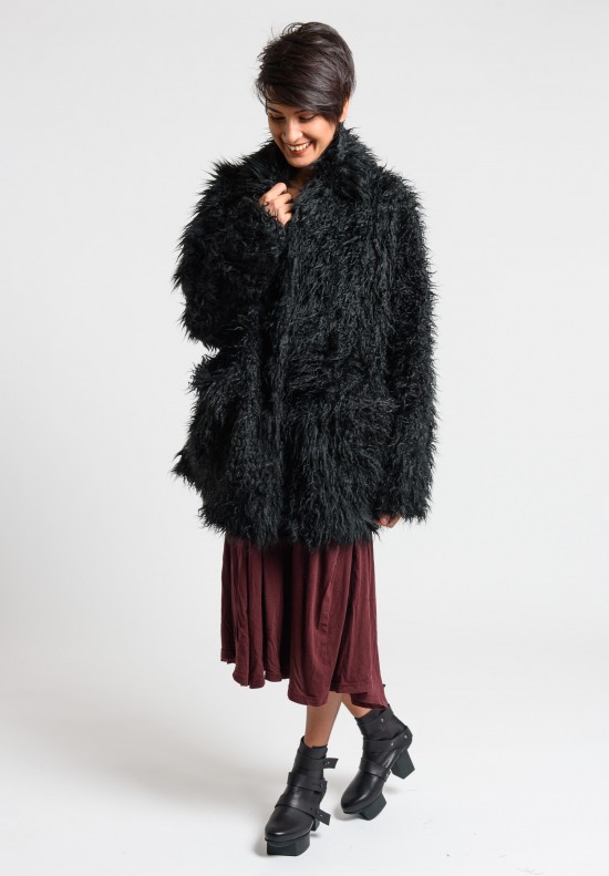 Rundholz Black Label Furry Coat in Black	