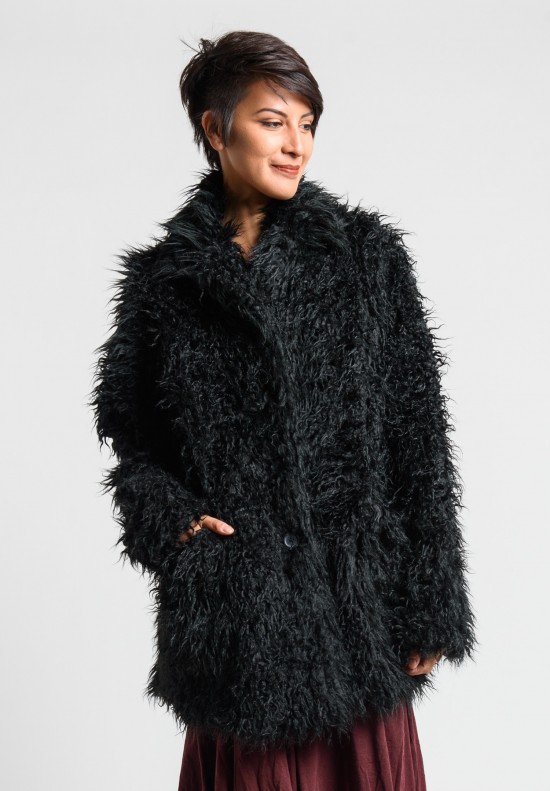 Rundholz Black Label Furry Coat in Black	