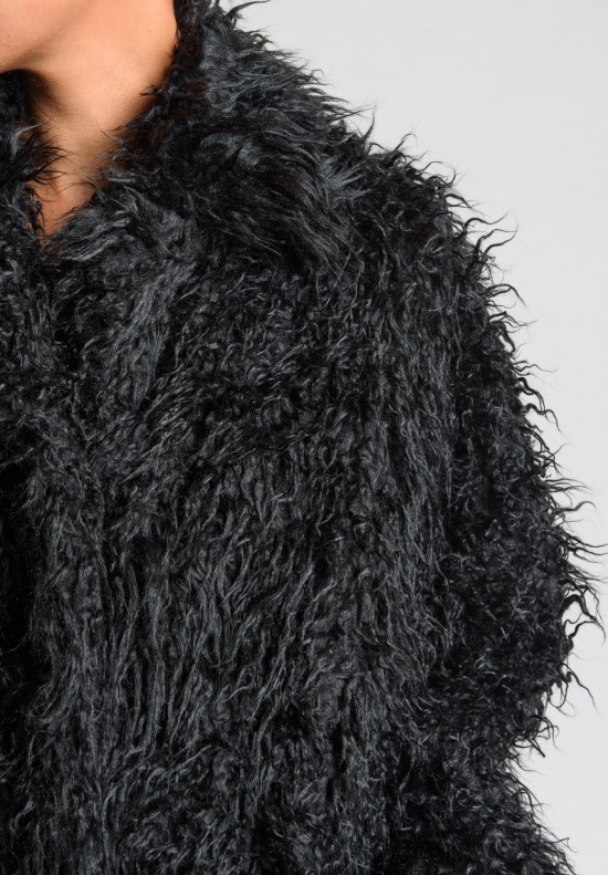 Rundholz Black Label Furry Coat in Black	