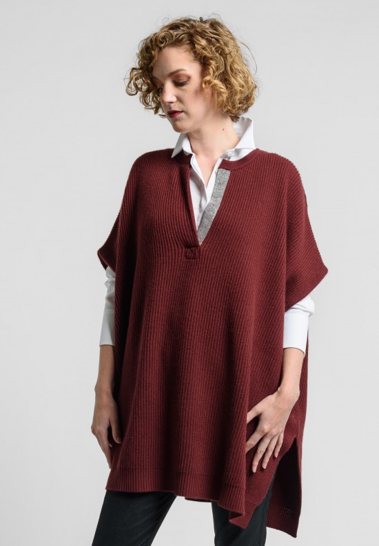 Brunello Cucinelli Embellished Split Neck Oversize Sweater Vest in ...