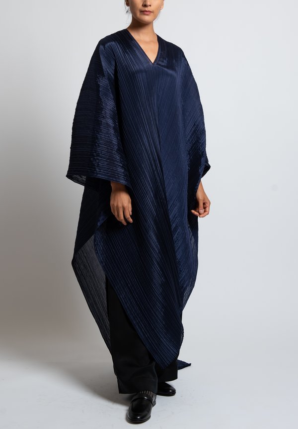 Issey Miyake Pleats Please Madame-T Wrap Tunic in Navy | Santa Fe