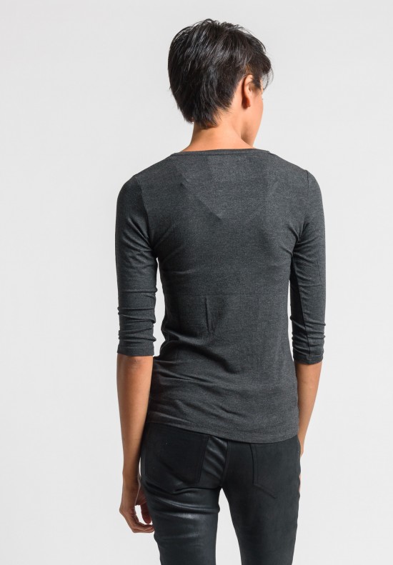Majestic Scoop Neck Top in Anthracite	