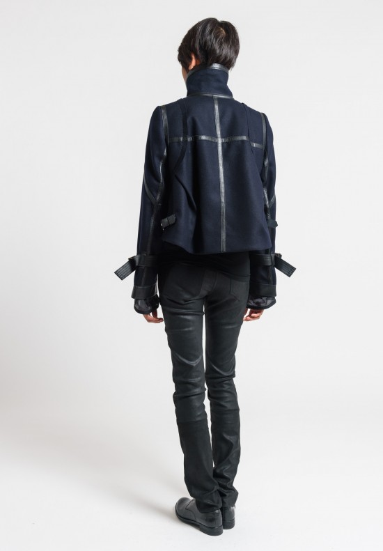 Sacai Melton Wool Blouson Jacket in Navy | Santa Fe Dry Goods