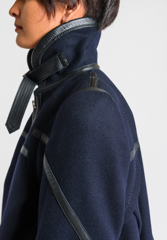 Sacai Melton Wool Blouson Jacket in Navy	