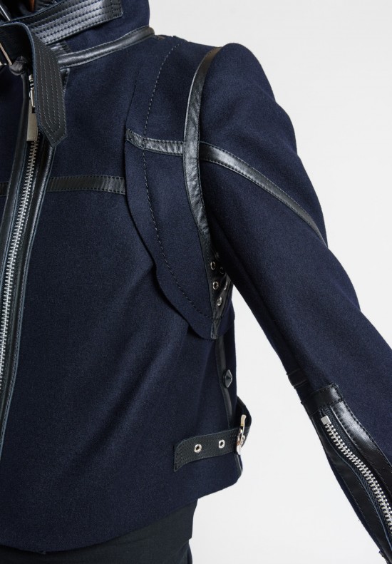 Sacai Melton Wool Blouson Jacket in Navy	