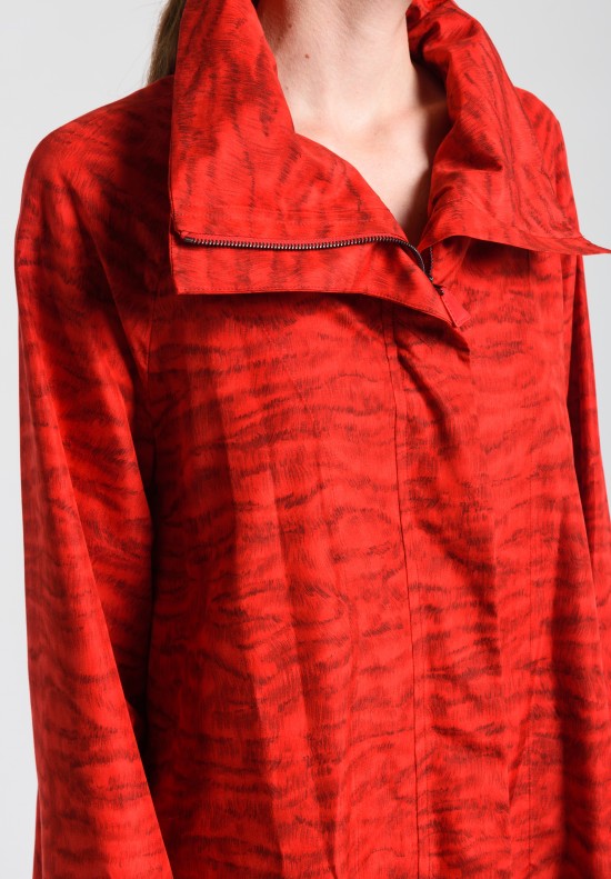 Akris Silk Garry Coat in Red	