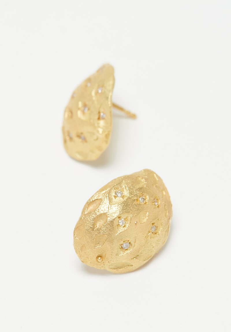 Tovi Farber White Diamonds & 18k Gold Leaf Earrings	